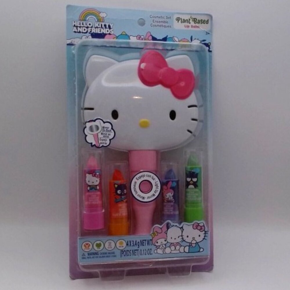 Hello Kitty & Friends Light Up Mirror w/4 lip Balms on Card, BRAND NEW‎ IN BOX